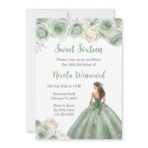 Floral Princess in Sage Green Dress Sweet Sixteen