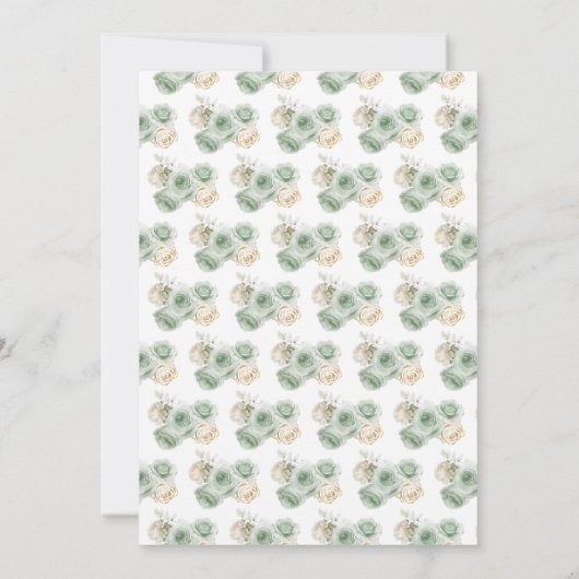 Floral Princess in Sage Green Dress Sweet Sixteen Kaart (Achterkant)