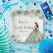 Floral Princess in Sage Green Dress Sweet Sixteen Papieren Bordje (Feest)
