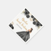 Floral Princess in zwarte jurk Sweet Sixteen Servet (Hoek)