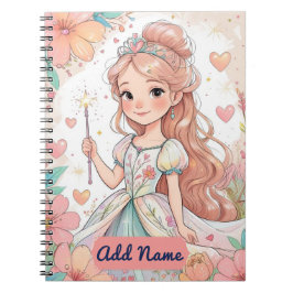 Floral Princess Notitieboek – Bewerkbare naam