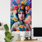 Floral princess portret poster (Thuiskantoor)