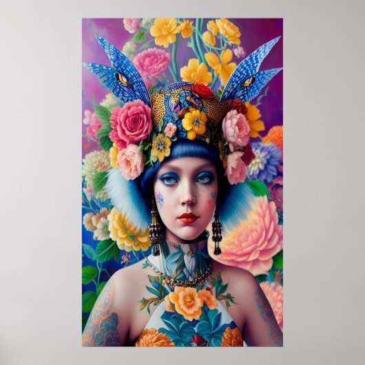 Floral princess portret poster (Voorkant)