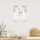 Floral Princess Swan 1st Birthday Welcome Sign Poster (Keuken)