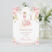 Floral Princess Swan 1ste verjaardag Kaart (Staand voorkant)