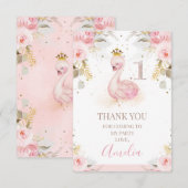 Floral Princess Swan 1ste verjaardag Kaart (Voorkant / Achterkant)