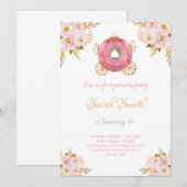 Floral princess verjaardagsuitnodiging kaart (Voorkant / Achterkant)