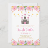 Floral Prinses Kasteel Verjaardag Uitnodiging (Voorkant)