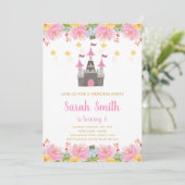 Floral Prinses Kasteel Verjaardag Uitnodiging (Staand voorkant)