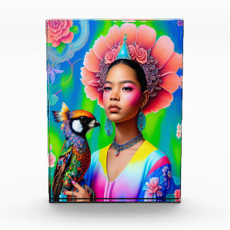 Floral prinses met een vogel fotoblokken
