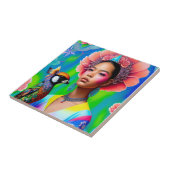 Floral prinses met een vogel tegeltje (Zijkant)