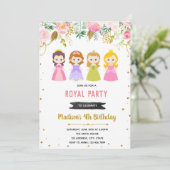 Floral prinses verjaardag uitnodiging (Staand voorkant)