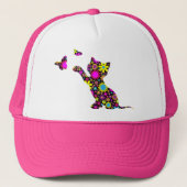 Floral print cat Trucker Hat Pet (Voorkant)