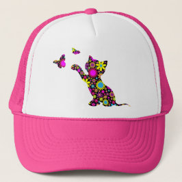 Floral print cat Trucker Hat Pet