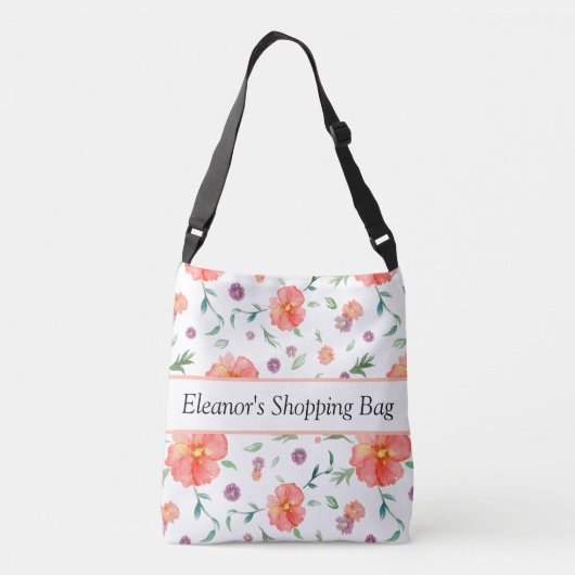 Floral Print Cross Body | Waterverf portemonnee Crossbody Tas (Achterkant)