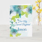 Floral Print Custom Name Birthday Card Boyvriend C Kaart (Gele Bloem)