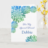 Floral Print Custom Name Birthday Card Friend Card Kaart (Gele Bloem)