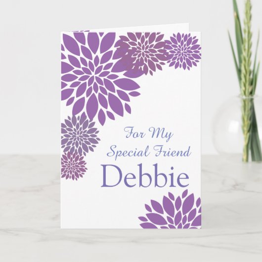 Floral Print Custom Name Birthday Card Friend Card Kaart (Voorkant)