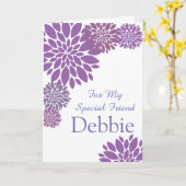 Floral Print Custom Name Birthday Card Friend Card Kaart (Gele Bloem)