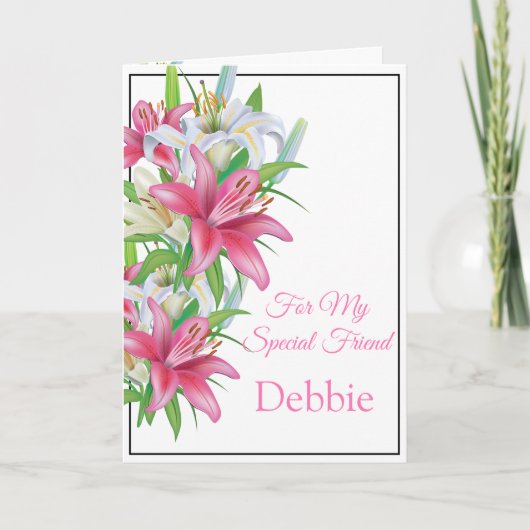 Floral Print Custom Name Birthday Card Friend Card Kaart (Voorkant)