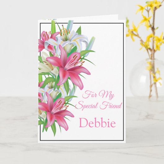 Floral Print Custom Name Birthday Card Friend Card Kaart (Gele Bloem)