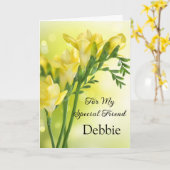 Floral Print Custom Name Birthday Card Friend Card Kaart (Gele Bloem)