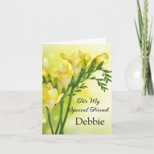 Floral Print Custom Name Birthday Card Friend Card Kaart (Voorkant)