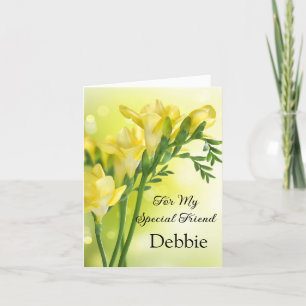 Floral Print Custom Name Birthday Card Friend Card Kaart