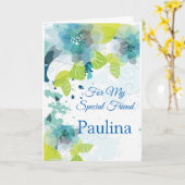 Floral Print Custom Name Birthday Card Friend Card Kaart (Gele Bloem)