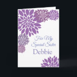 Floral Print Custom Name Birthday Card Sister Card Kaart<br><div class="desc">Stel je voor dat deze mooie bloemetjesgedrukte verjaardagskaart geopend wordt door je speciale zus met haar eigen naam erop. De groet drukte binnen het wensen van de ontvanger een gelukkige verjaardag. Pas haar naam aan door menu bij het recht te kiezen, klik op "Debbie" en wijzig tekst. Pas verder aan...</div>