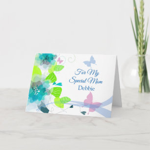 Floral Print Custom Name Birthday Kaart