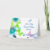 Floral Print Custom Name Birthday Kaart (Voorkant)