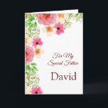 Floral Print Custom Name Birthday Kaart-Father Kaart<br><div class="desc">Stel je voor dat deze mooie florale gedrukte verjaardagskaart geopend wordt door je speciale vader met zijn eigen naam erop. De groet drukte binnen het wensen van de ontvanger een gelukkige verjaardag. Pas haar naam aan door menu bij het recht te kiezen, op de steekproefnaam te klikken en de tekst...</div>