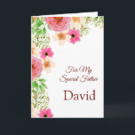 Floral Print Custom Name Birthday Kaart-Father Kaart<br><div class="desc">Stel je voor dat deze mooie florale gedrukte verjaardagskaart geopend wordt door je speciale vader met zijn eigen naam erop. De groet drukte binnen het wensen van de ontvanger een gelukkige verjaardag. Pas haar naam aan door menu bij het recht te kiezen, op de steekproefnaam te klikken en de tekst...</div>