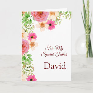 Floral Print Custom Name Birthday Kaart-Father Kaart