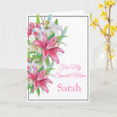 Floral Print Custom Name Birthday Kaart-Mam Kaart (Gele Bloem)