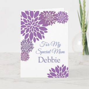 Floral Print Custom Name Birthday Kaart-Mam Kaart