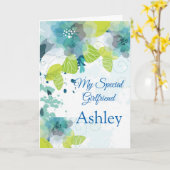 Floral Print Custom Name Birthday Kaart-Vriendin Kaart (Gele Bloem)