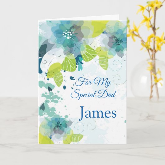 Floral Print Custom Name Kaart-Vaderdag Kaart (Gele Bloem)