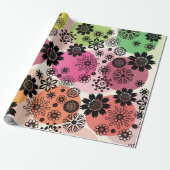 Floral Print Pop Pattern Cute Girly Boho Hippie Cadeaupapier (Uitgerold)