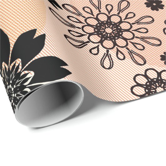 Floral Print Pop Pattern Cute Girly Boho Hippie Cadeaupapier (Rol Hoek)