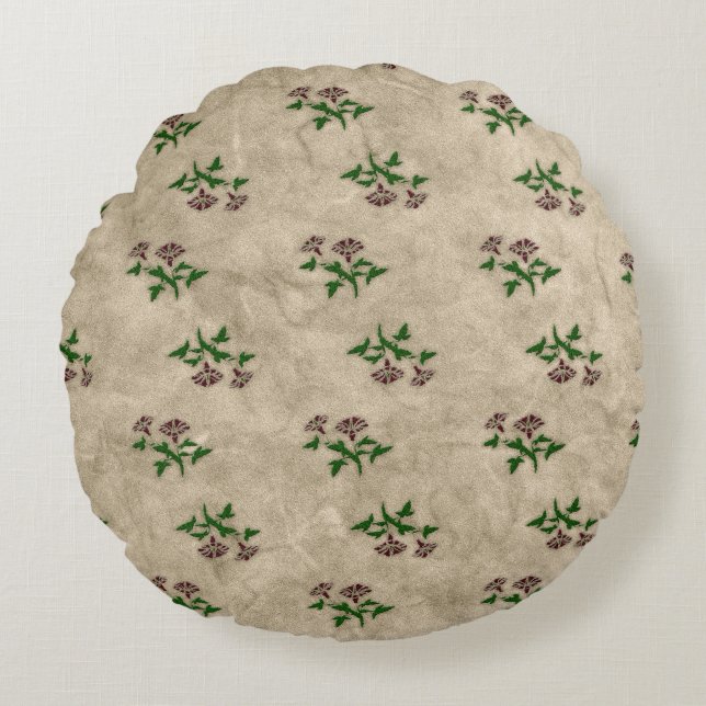 Floral Print Shabby Chic Sierkussen Rond Kussen (Voorkant)