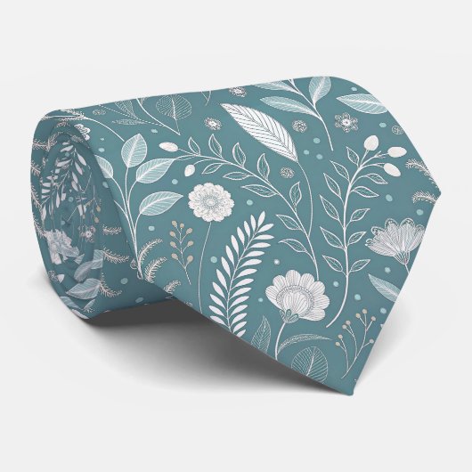 Floral Print Stropdas voor stijlvolle outfits (Opgerold)