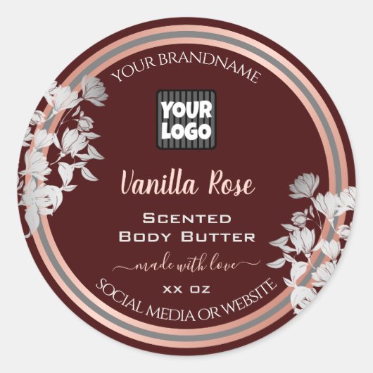 Floral Product Labels Gepersonaliseerd Bourgogne e (Voorkant)