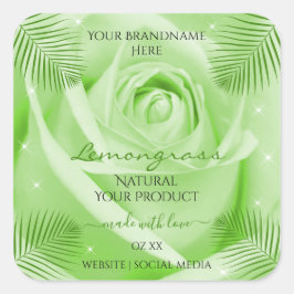 Floral Product Labels Groen Roos met palmbladeren