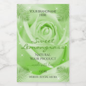 Floral Product Labels Groen Roos met palmbladeren Voedselcontainer Etiket (Enkel label)