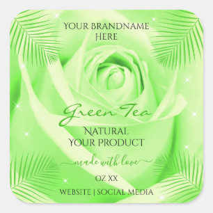 Floral Product Labels Licht Groen Roos Palmbladere