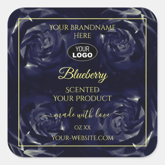 Floral Product Package Labels donkerblauwe Rozen L (Voorkant)