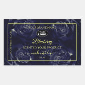 Floral Product Package Labels donkerblauwe Rozen L (Voorkant)