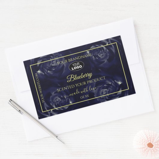 Floral Product Package Labels donkerblauwe Rozen L (Envelop)